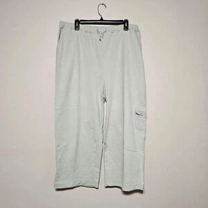 Keren Hart Capri Pants Women's Size XL Elastic Waist Drawstring Pockets Green